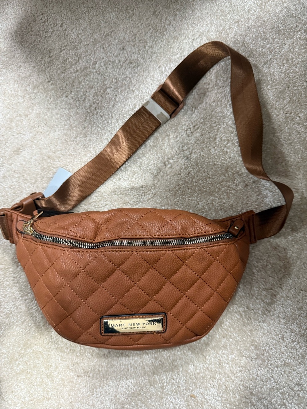 Marc New York Brown Quilted Leather Belt Bag